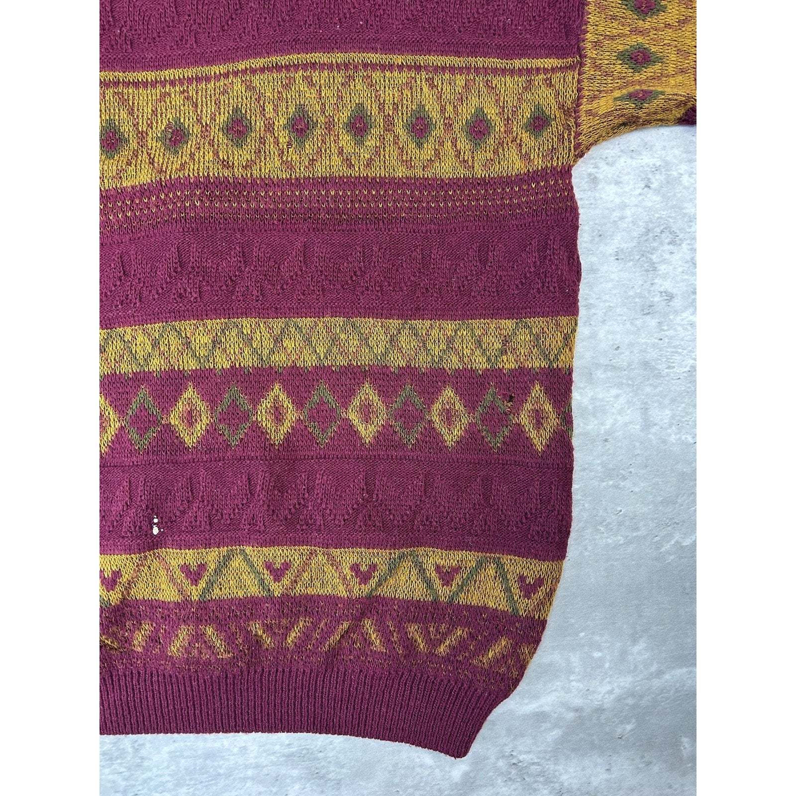 Vintage 90s Modango Geometric Striped Knit Cardigan Sweater Size XL