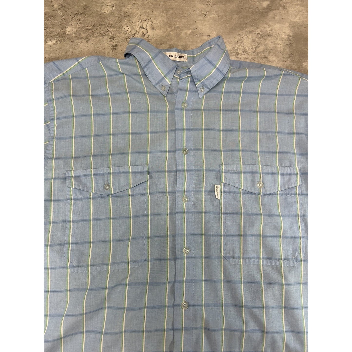 VTG 80s Levis Silver Label Checkered Reworked Cropped Button Up Shirt Sz Medium