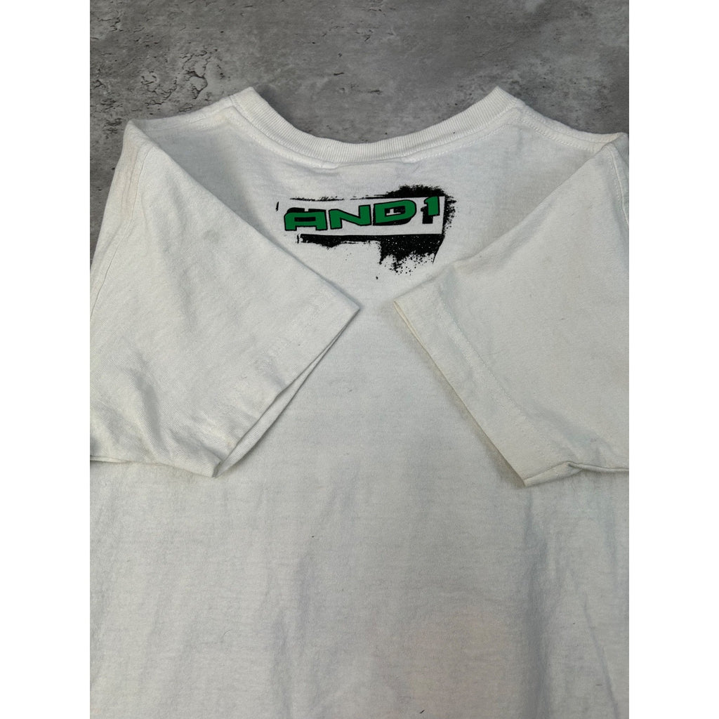 Vintage Y2K AND1 Never Give Up Never Tire Slogan Basketball T-Shirt Size XS