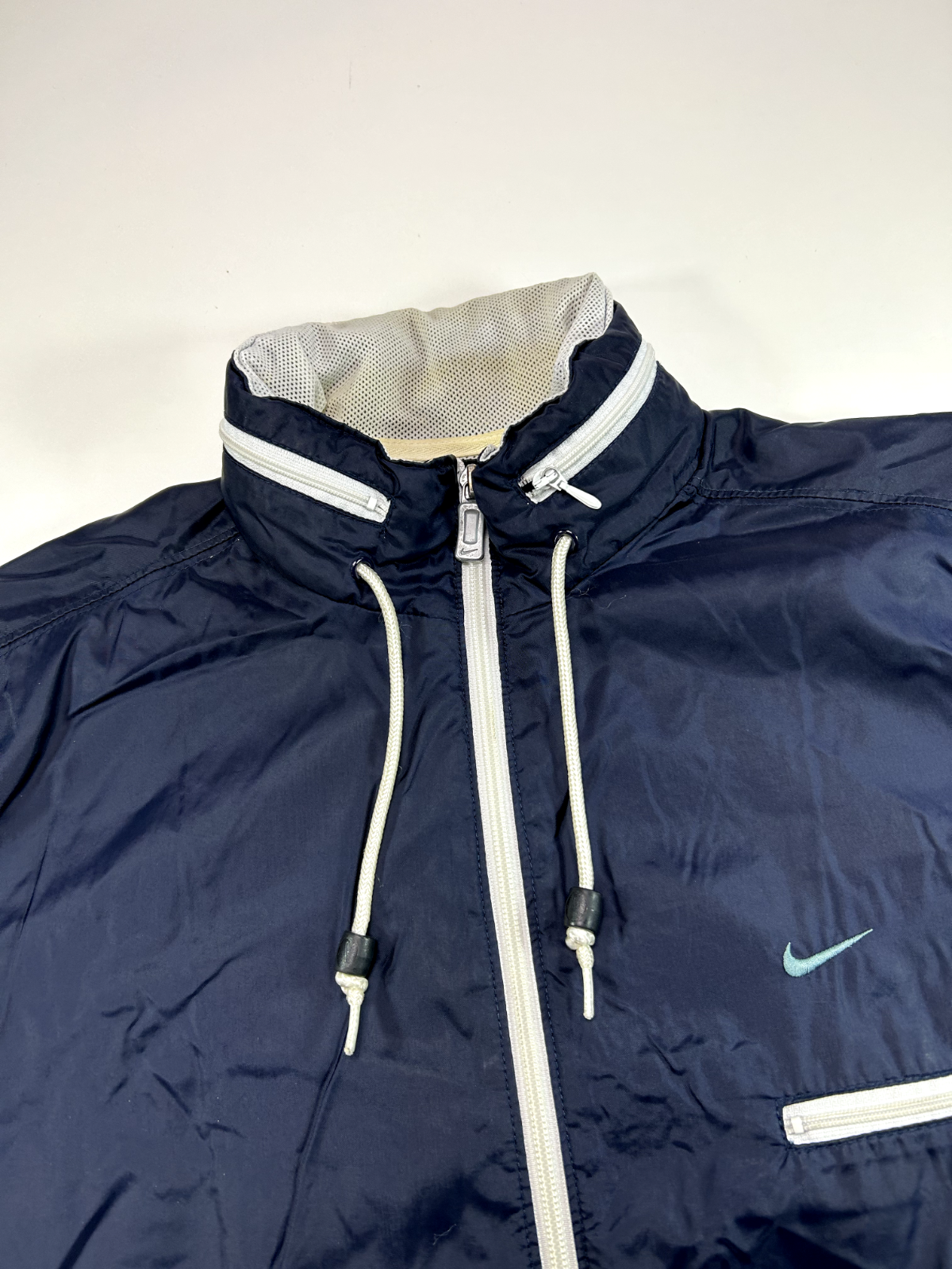 Vintage Nike Embroidered Mini Swoosh Full Zip Nylon Windbreaker Jacket Sz Small