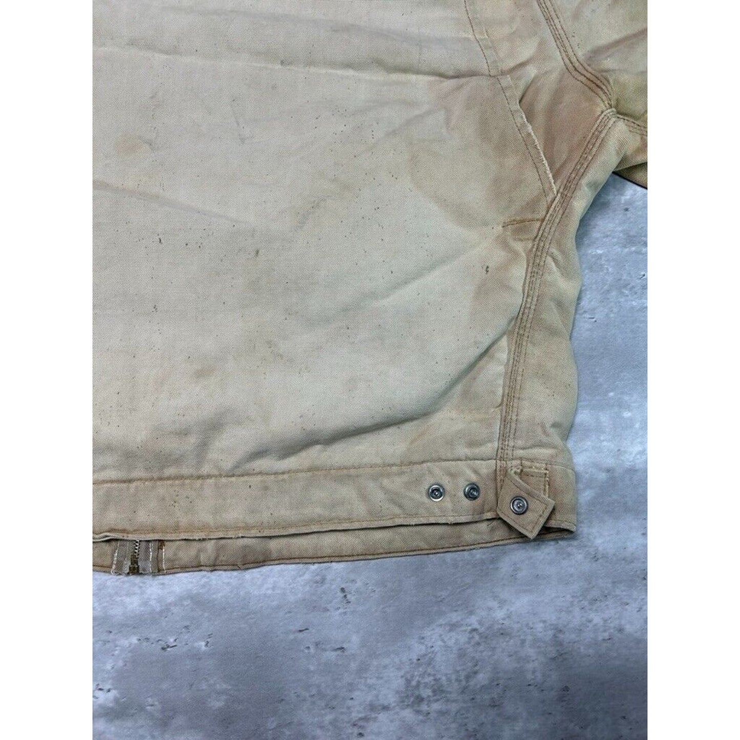 Vintage 80s Carhartt Quilted Lined Canvas Workwear Detroit Jacket Size XL Beige