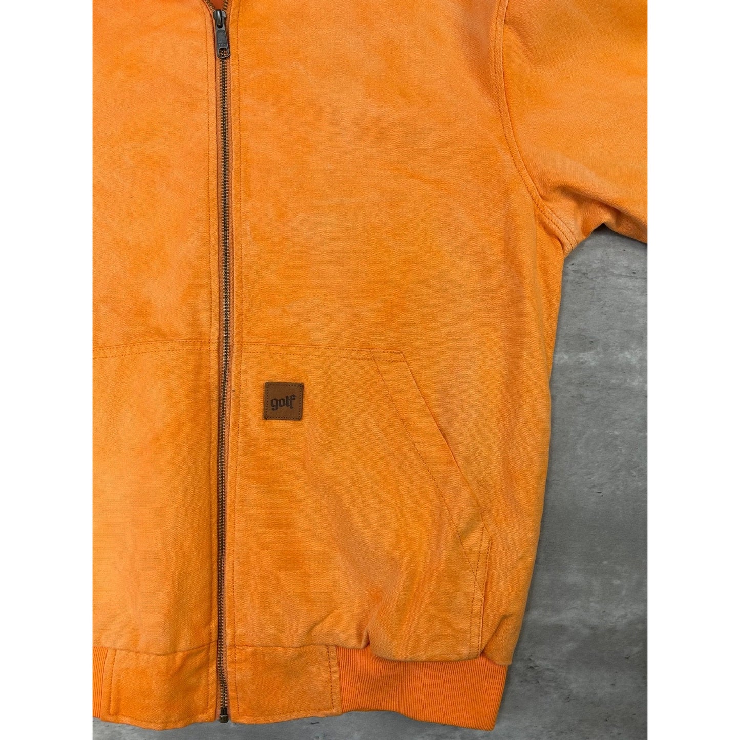 GOLF Workwear Style Canvas Full Zip Hooded Bomber Jacket Size Medium Orange
