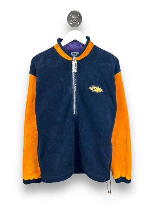 Vintage 90s Reebok 1/2 Zip Embroidered Two Tone Fleece Sweatshirt Size Medium