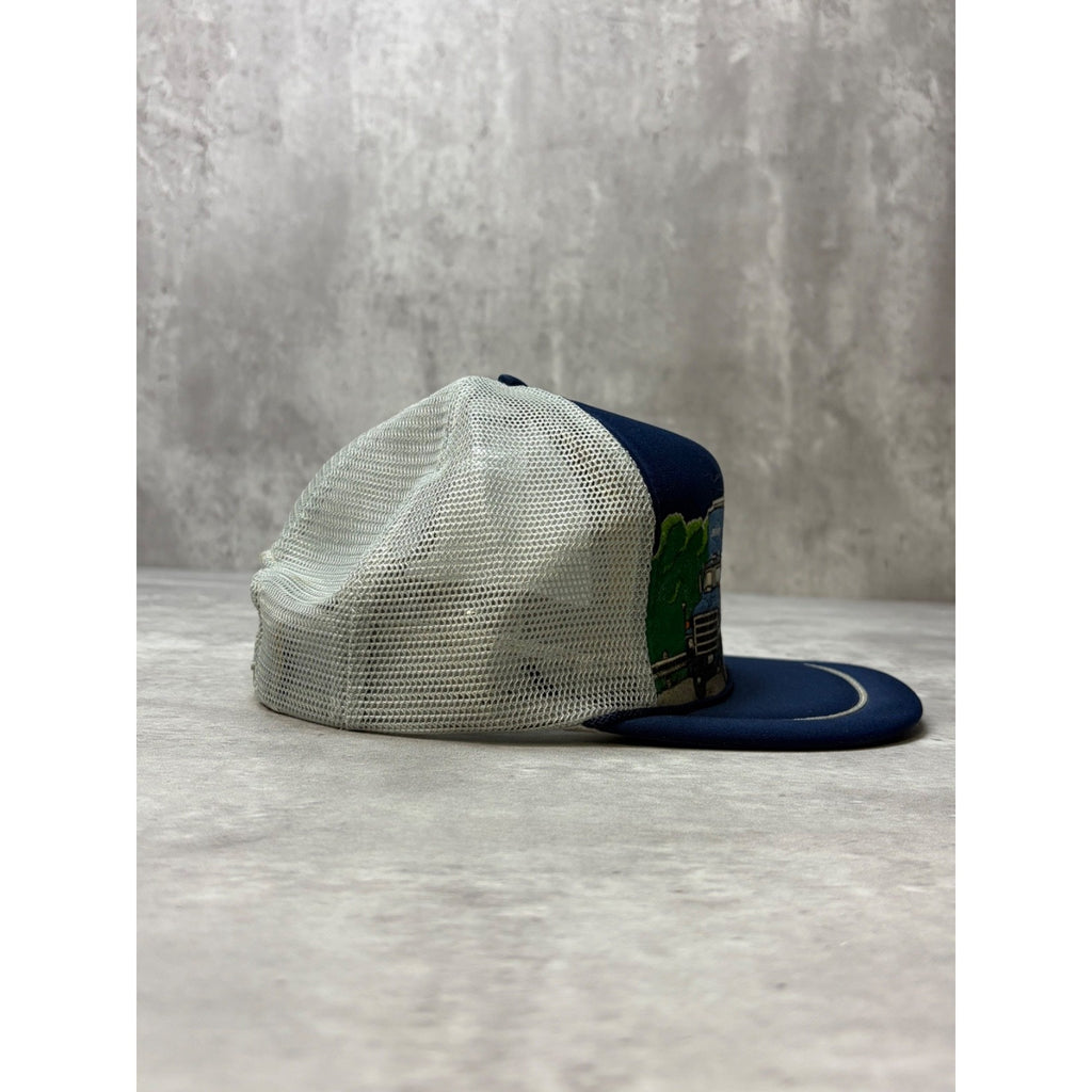 Vintage 90s Overnight Freight Trucking Graphic Trucker Snapback Hat OSFA