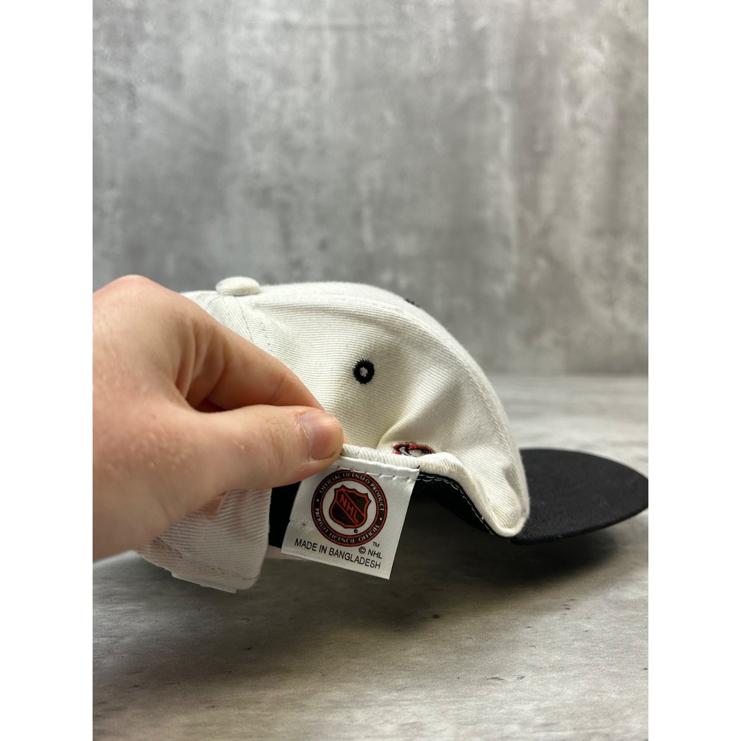 Vintage 90s Buffalo Sabres NHL Embroidered Goat Head Spellout Snapback Hat OSFA