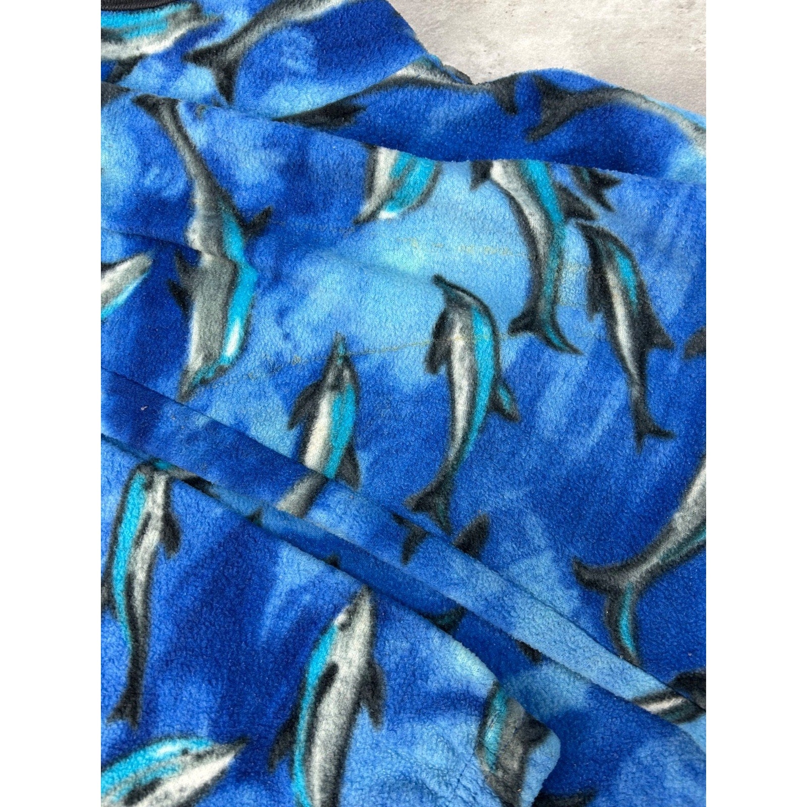 Vintage 90s Women's Dolphin All Over Print Animal Fleece Sweatshirt Size Large
