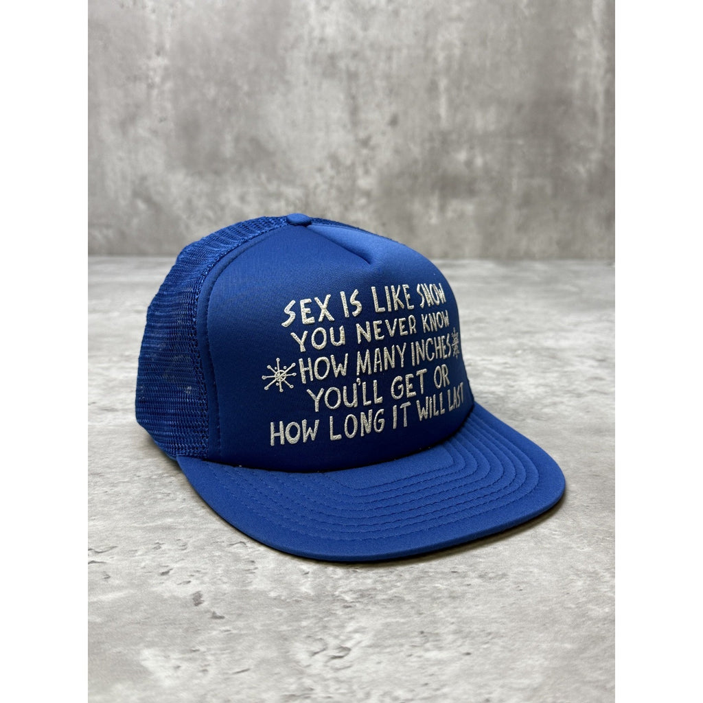 Vintage 80s/90s Sex Is Like Snow Comedy Slogan Graphic Trucker Snapback Hat OSFA
