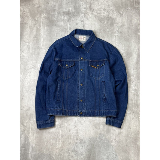 Vintage 80s Saddle King Dark Wash Denim Western Style Trucker Jacket Size XL