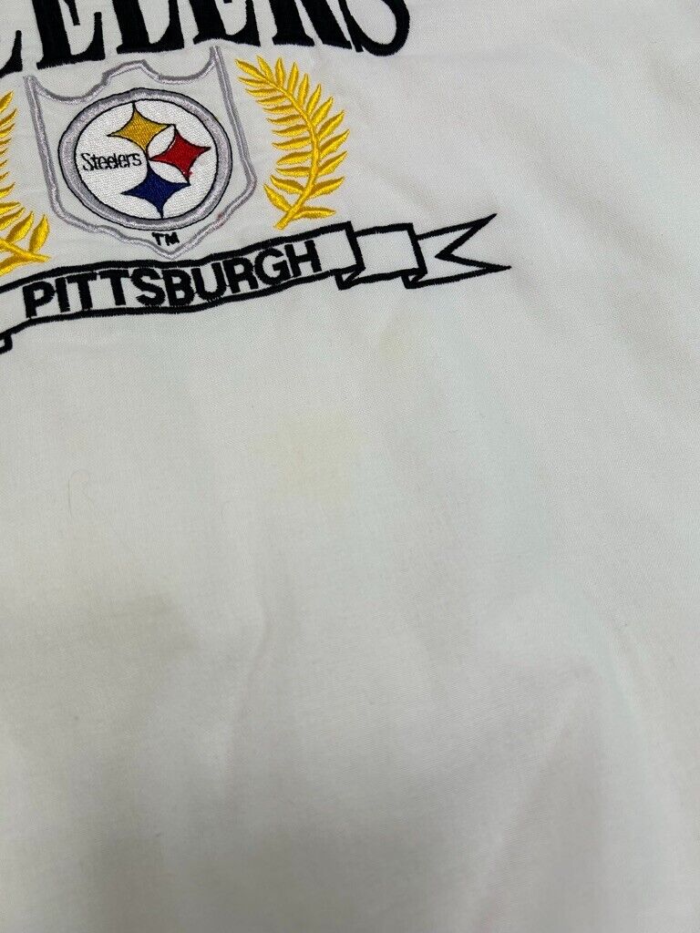 Vintage 90s Pittsburgh Steelers NFL Quilted Lined Graphic Sweatshirt Size Large