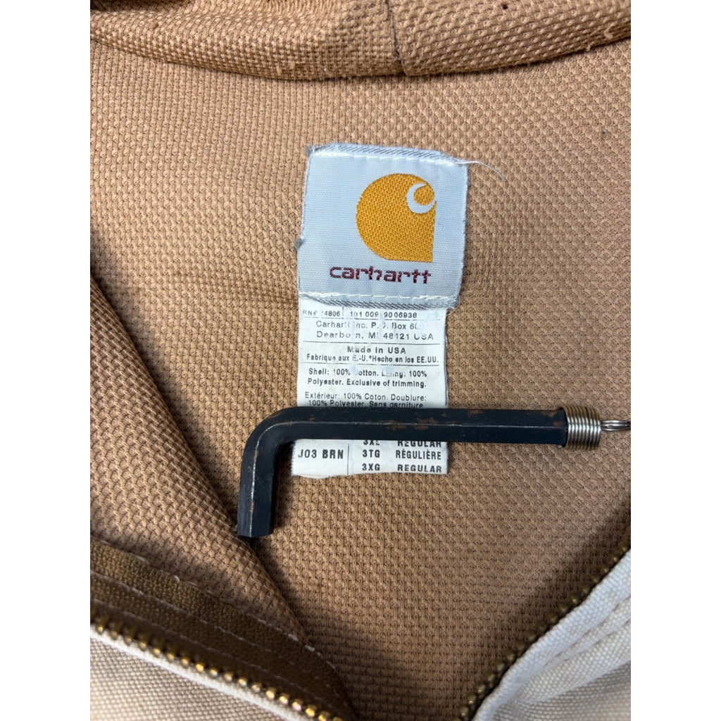 Vintage Carhartt Workwear Thermal Lined Hooded Bomber Jacket Sz 3XL J03 BRN