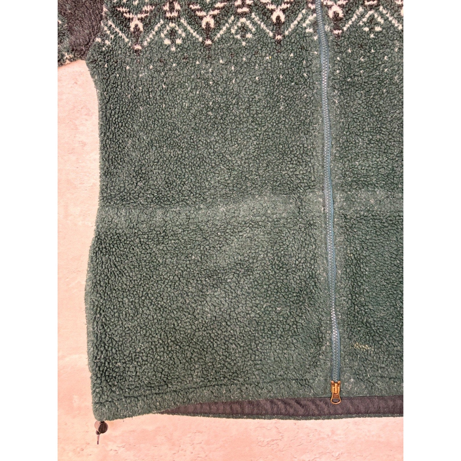 Vintage Snowflake Print Full Zip Fleece Sweater Size XL