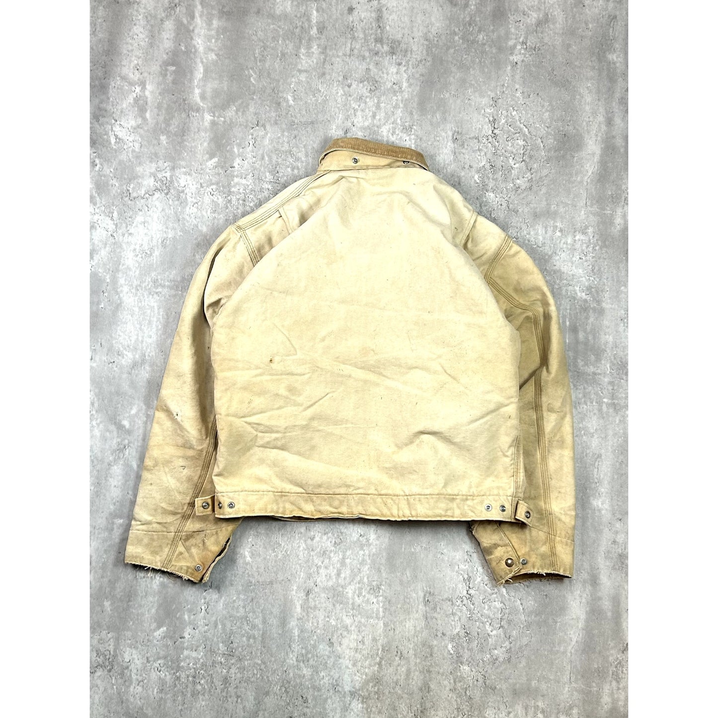 Vintage 80s Carhartt Quilted Lined Canvas Workwear Detroit Jacket Size XL Beige