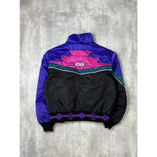 Vintage 90s Arctic Cat Embroidered Nylon Full Zip Bomber Jacket Size Large