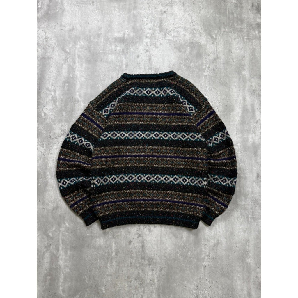 Vintage 80s/90s Jockey Abstract Striped Pullover Knit Sweater Size Medium