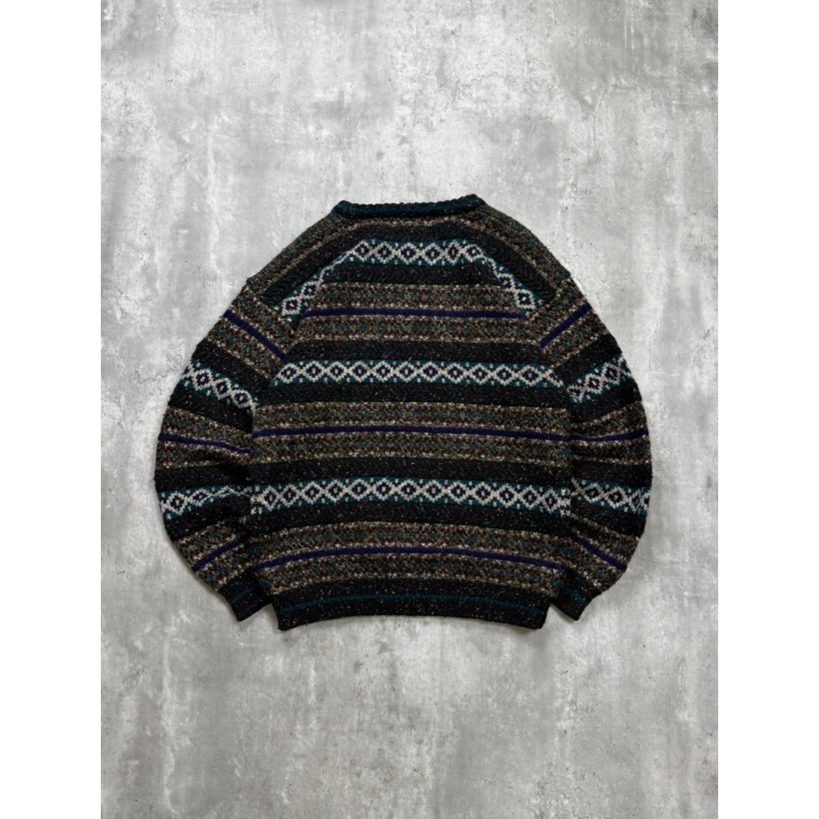 Vintage 80s/90s Jockey Abstract Striped Pullover Knit Sweater Size Medium