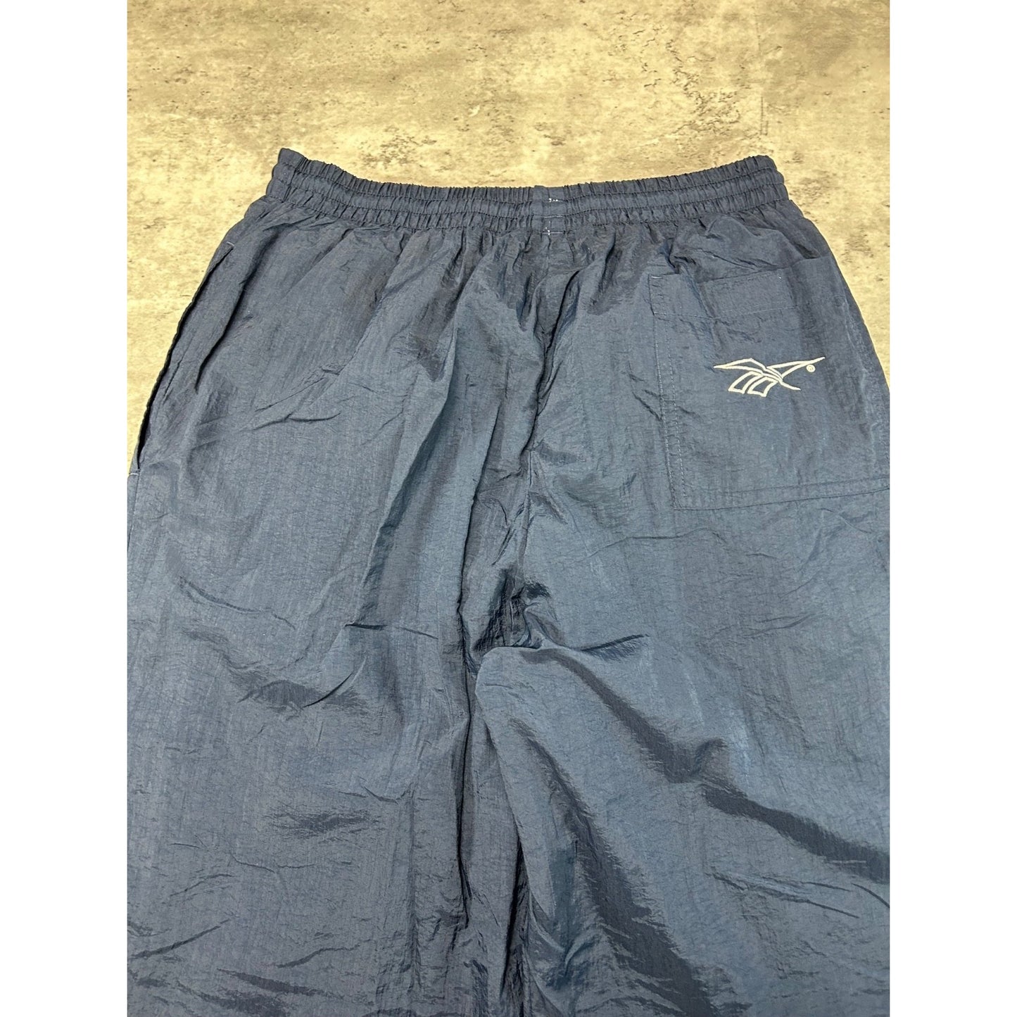 Vintage 90s Reebok Tonal Embroidered Logo Nylon Track Pants Size Medium