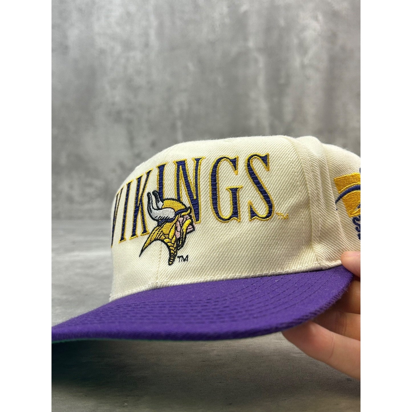 Vintage 90s Minnesota Vikings NFL Sports Specialties Laser Snapback Hat OSFA