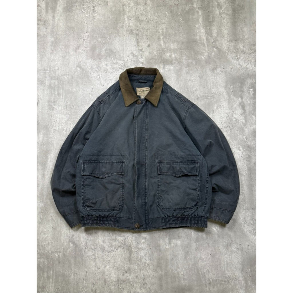 Vintage L.L. Bean Canvas Full Zip Utility Bomber Jacket Size Large