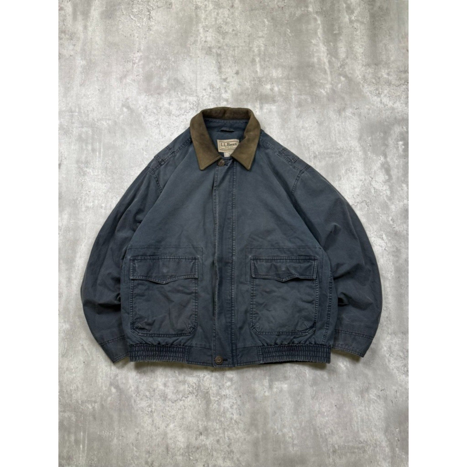 Vintage L.L. Bean Canvas Full Zip Utility Bomber Jacket Size Large