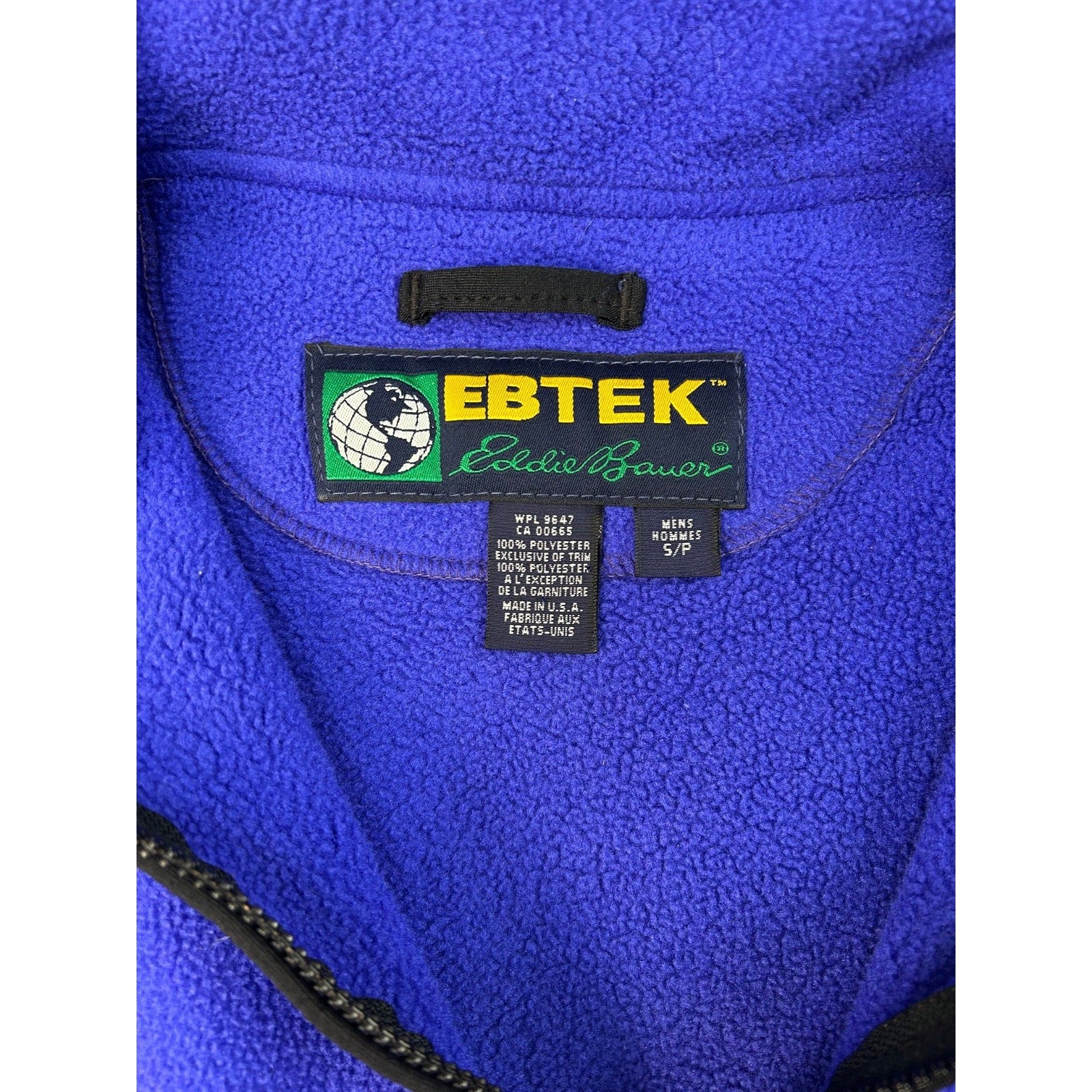 Vintage Eddie Bauer EBTEK Embroidered Spellout Fleece Vest Sweatshirt Size Small