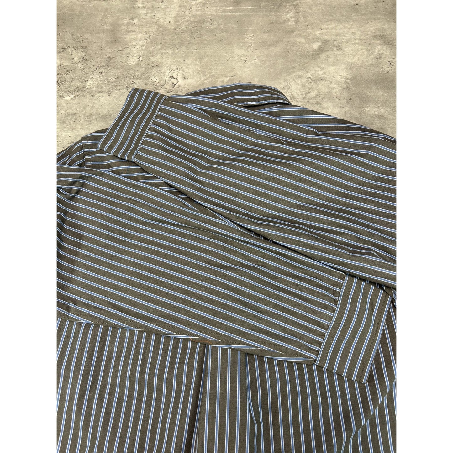 Vintage Chaps Striped Print Long Sleeve Reworked Cropped Button Up Shirt Medium