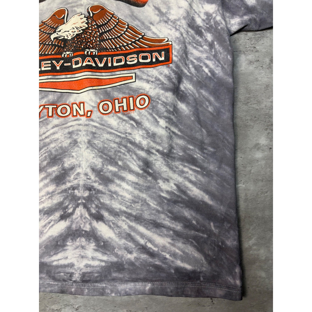 Vintage 1998 Harley Davidson Bald Eagle Graphic Tye Dye T-Shirt Size Large
