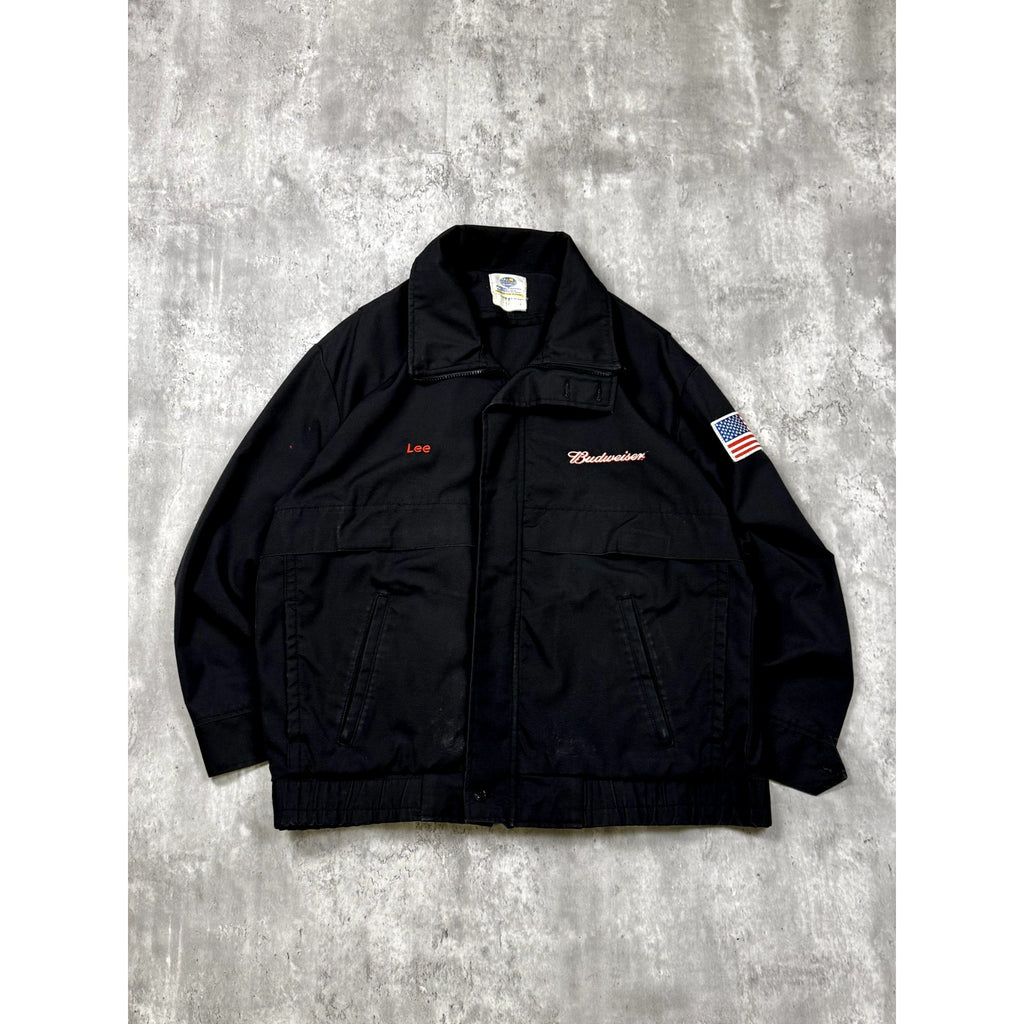 Vintage 80s/90s Budweiser Embroidered Logo Full Zip Bomber Jacket Size XL