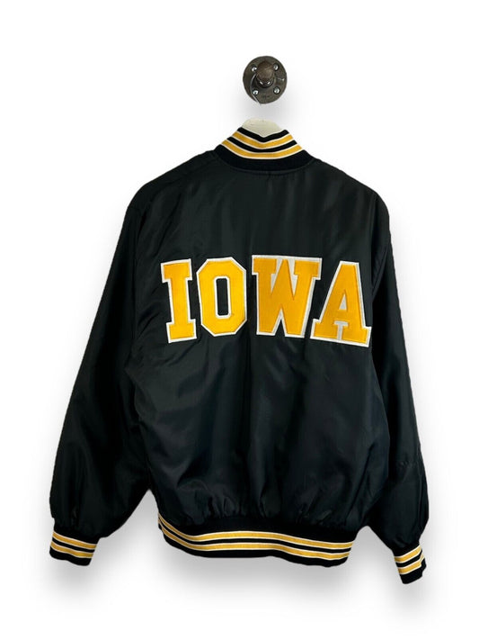 Vintage 80s Iowa Hawkeyes NCAA Embroidered Collegiate Bomber Jacket Size Large