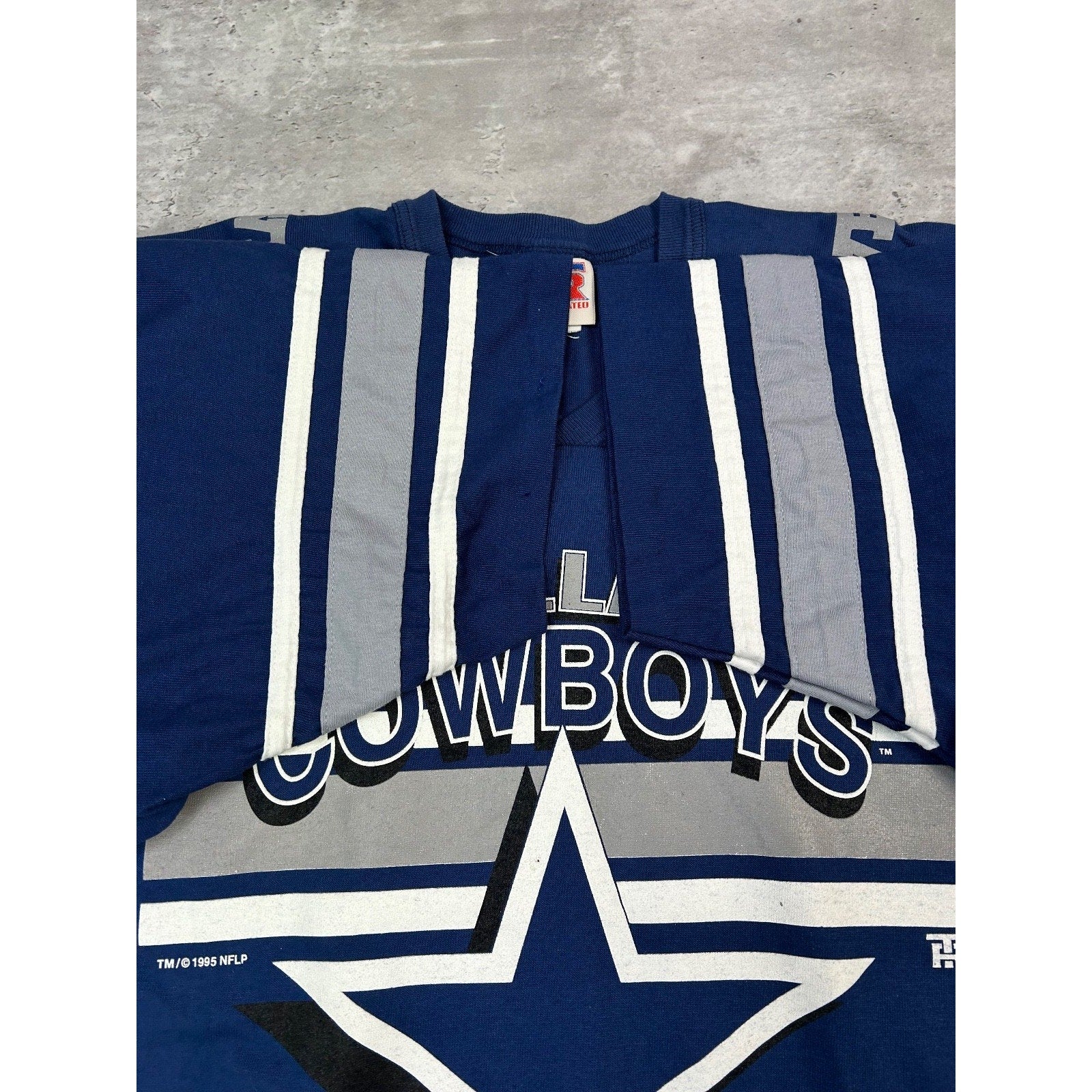 Vintage 90s Dallas Cowboys NFL Graphic Spellout Logo Jersey Size Large