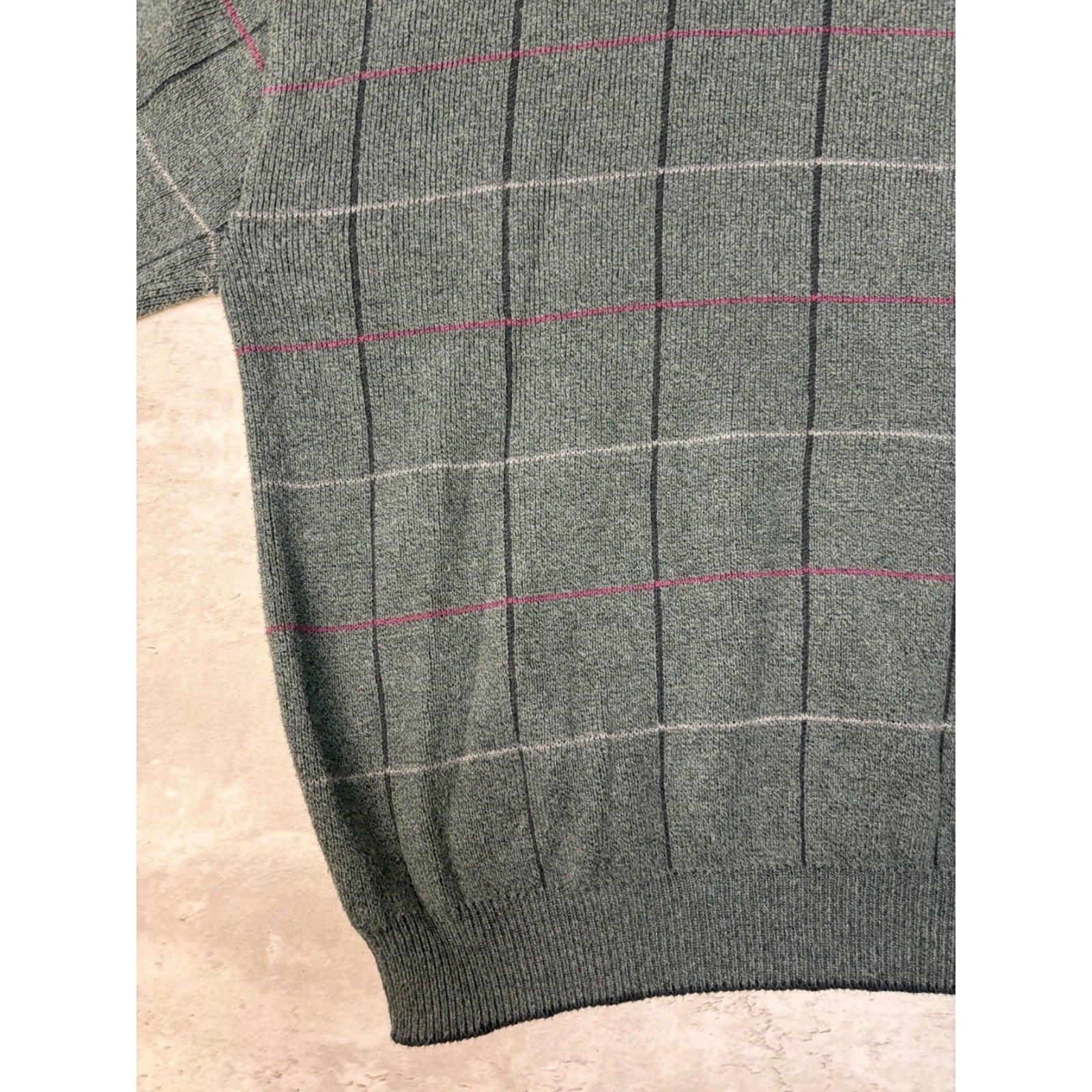 Vintage Croft & Barrow Embroidered Golfer Grid Pattern Knit Sweater Size 2XL