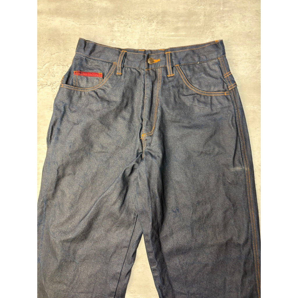 Vintage Y2K Fubu Contrast Embroiderey Dark Wash Wax Denim Pants Size 32