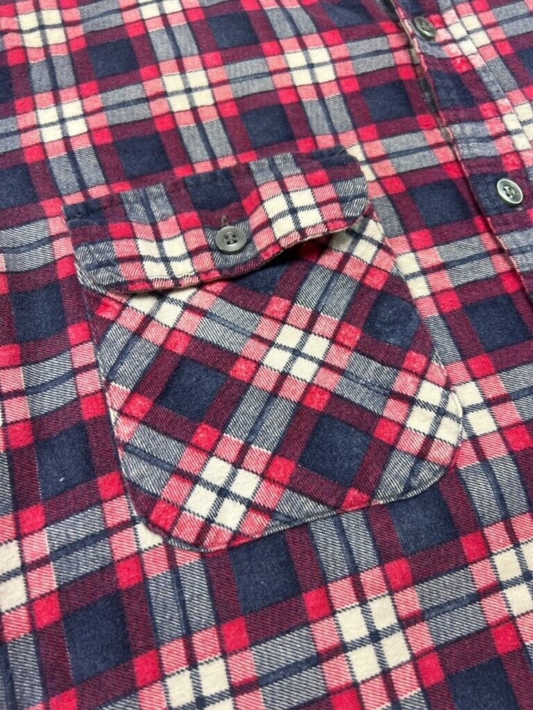 Vintage 90s Regent Double Pocket Plaid Chemises Button Up Shirt Size Large