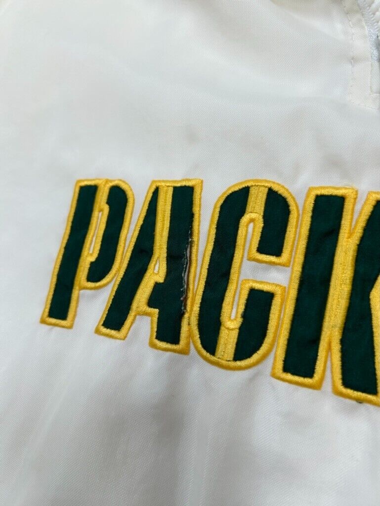 Vintage 90s Green Bay Packers Reebok Quarterzip Pullover Jacket Size XL White