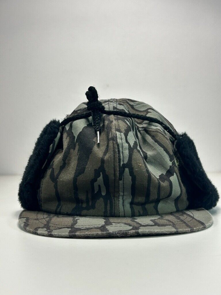 Vintage 80s Tree Camo Insulated Hunting Hat Large