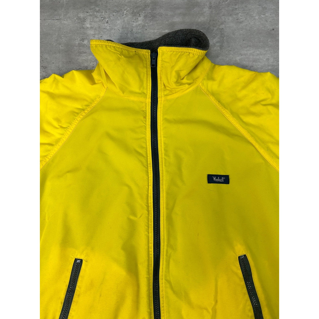 Vintage 90s Woolrich Fleece Lined Full Zip Yellow Bomber Jacket Size Medium