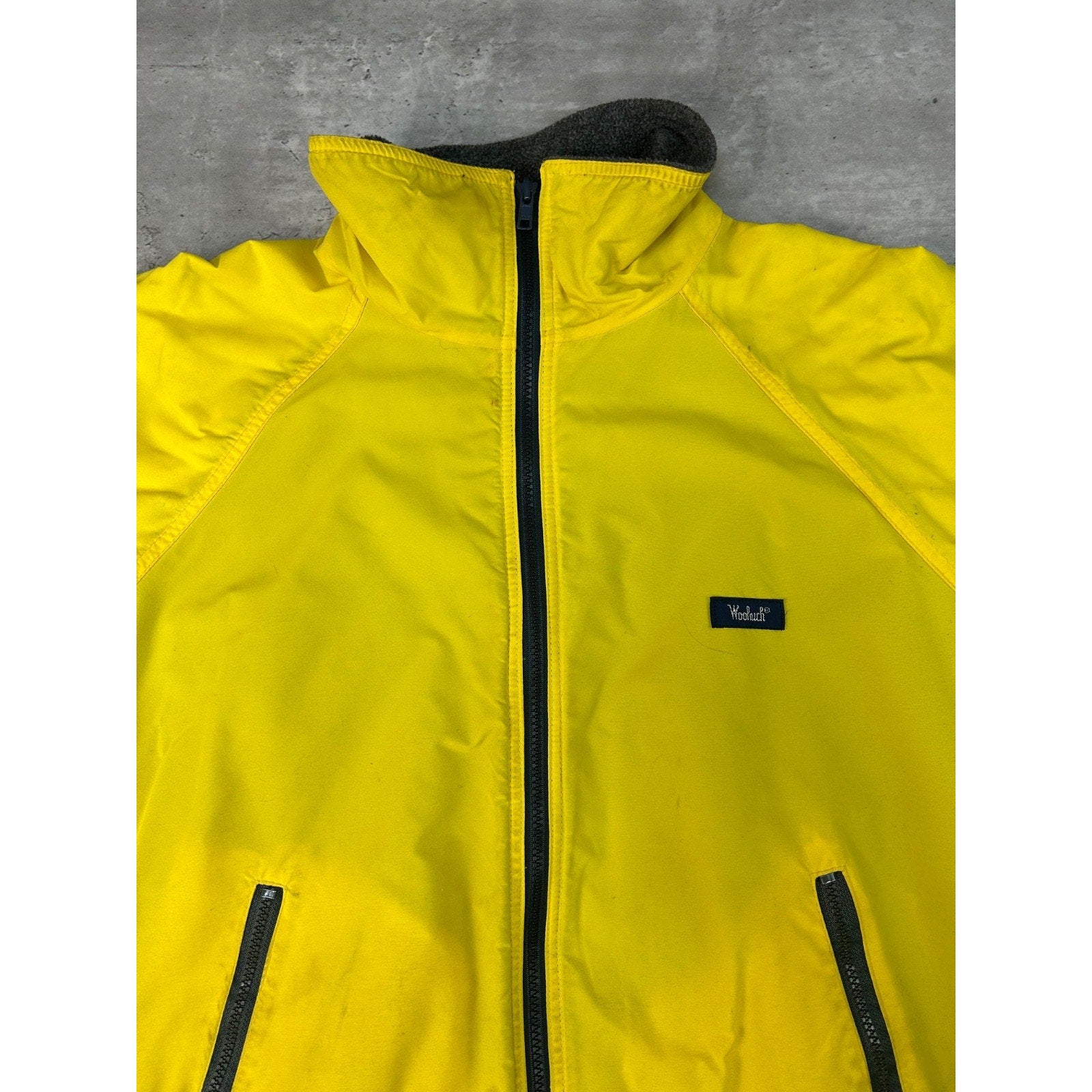 Vintage 90s Woolrich Fleece Lined Full Zip Yellow Bomber Jacket Size Medium