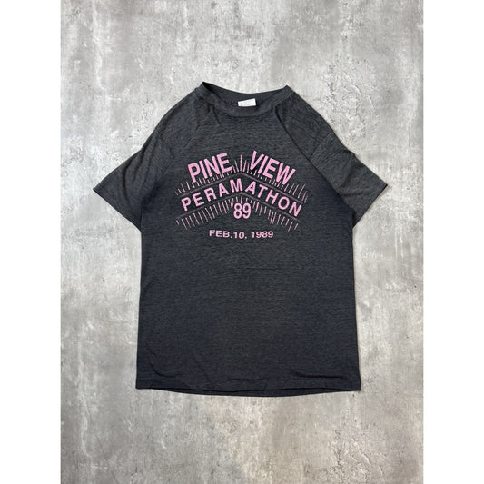Vintage 1989 Pine View Permathon Graphic Spellout T-Shirt Size Large