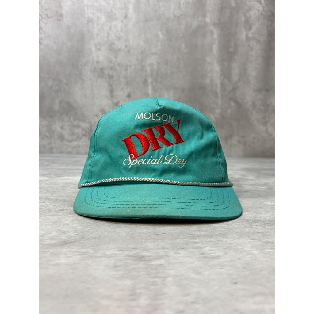 Vintage 90s Molson Special Dry Embroidered Beer Promo Snapback Hat OSFA