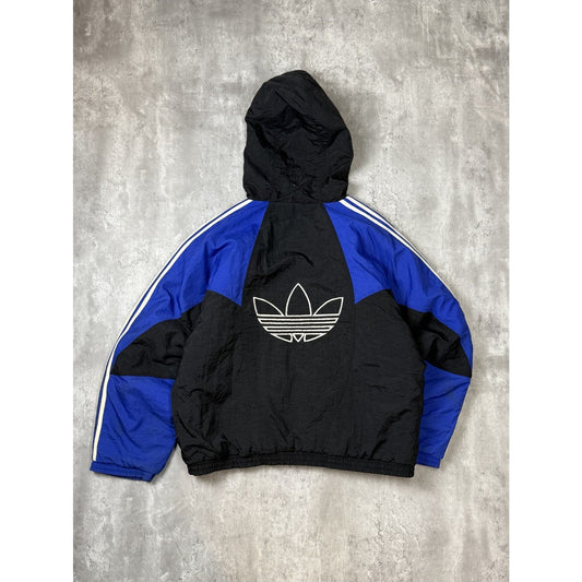 Vintage 90s Adidas Embroidered Spellout Insulated Nylon Hooded Jacket Size Large