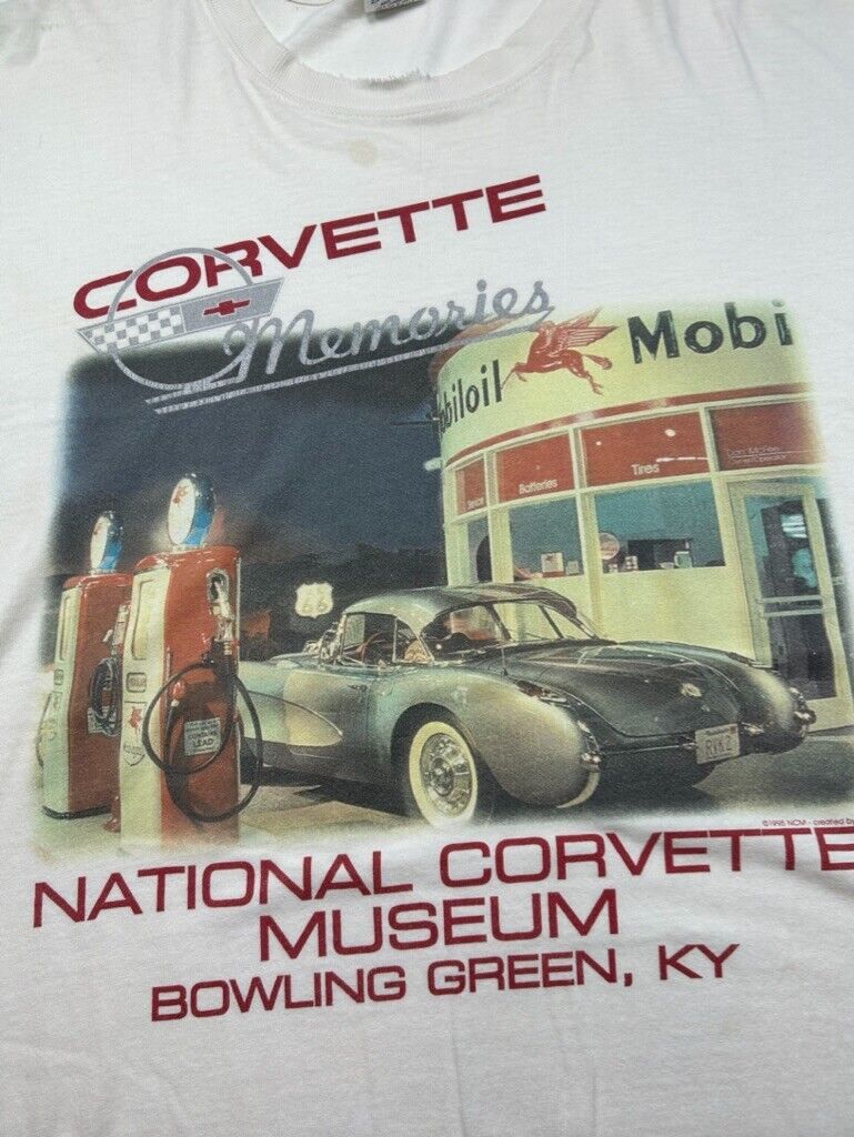 Vintage 1995 Corvette National Museum Car Graphic T-Shirt Size 2XL White 90s