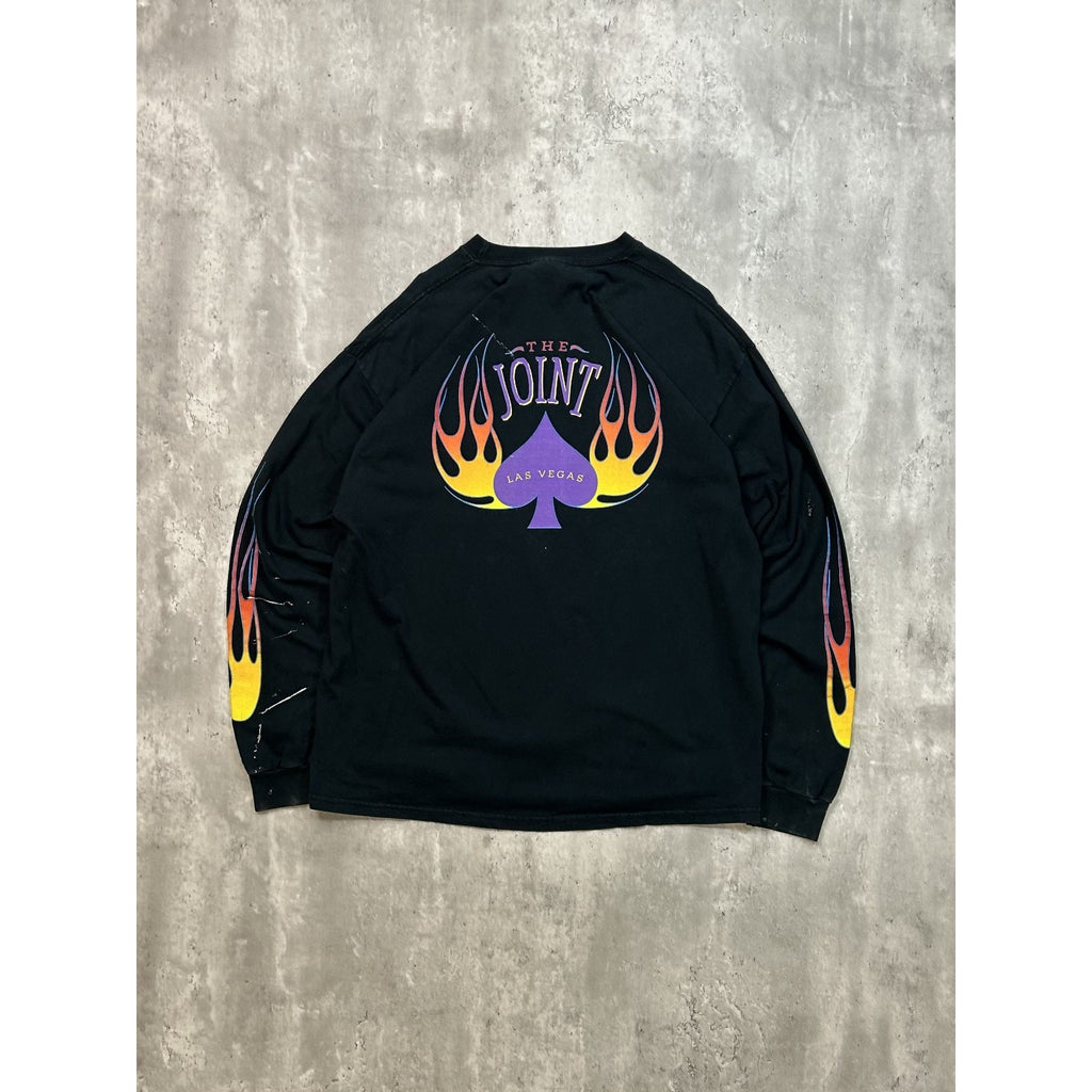 Vintage Hard Rock Cafe Las Vegas Flame Print Long Sleeve T-Shirt Size XL