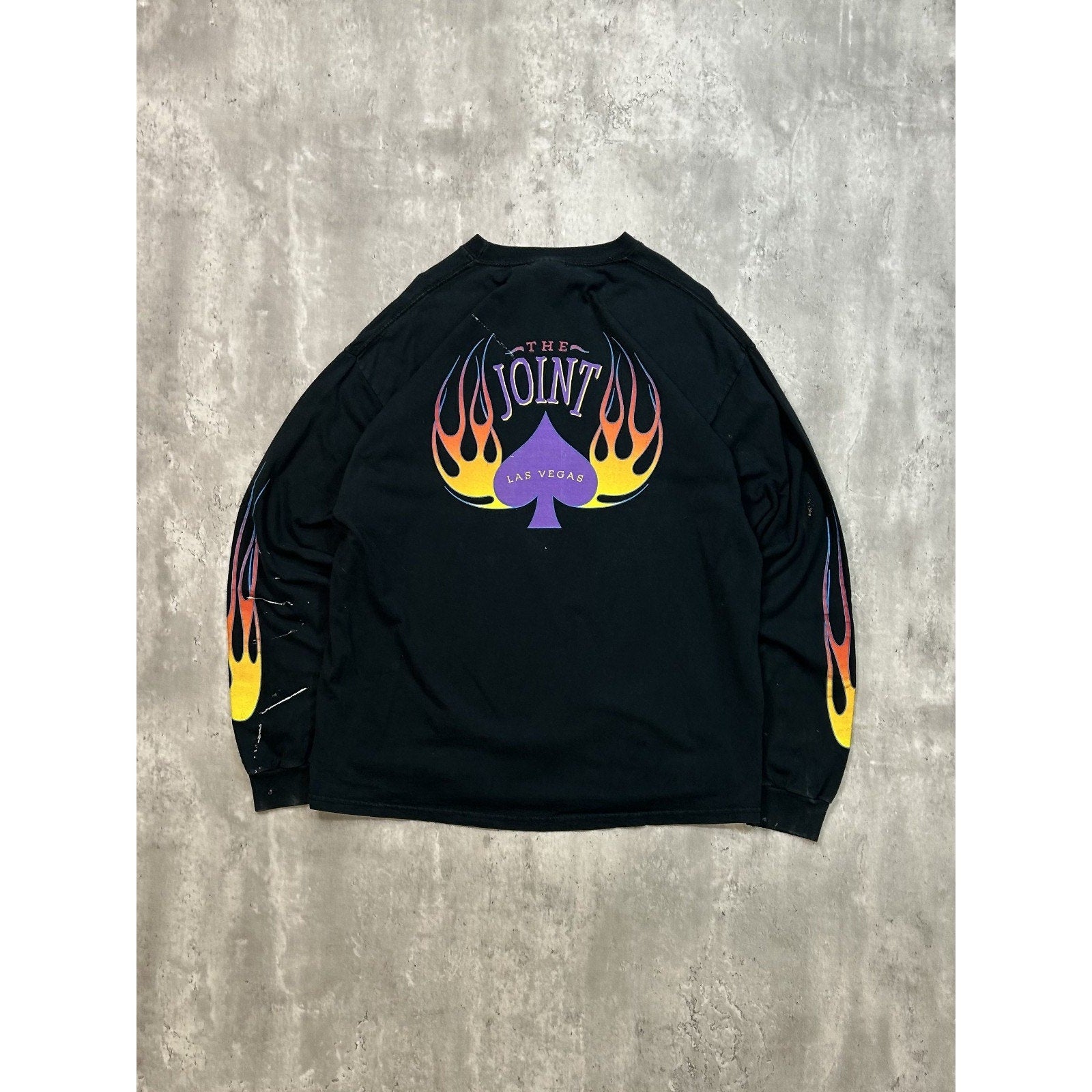 Vintage Hard Rock Cafe Las Vegas Flame Print Long Sleeve T-Shirt Size XL