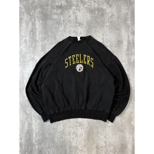 Vintage 90s Pittsburgh Steelers NFL Embroidered Spellout Sweatshirt Size 2XL