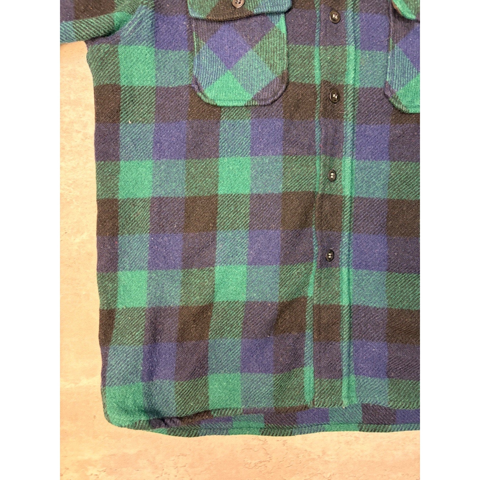 Vintage 1950s/60s King Kobe Heavy Weight Plaid Print Button Up Shirt Size Large