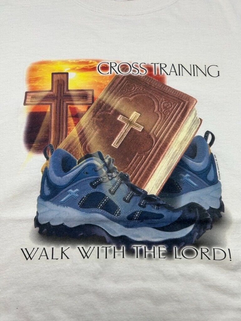 Vintage Cross Training Walk With The Lord Religious Graphic T-Shirt Size XL