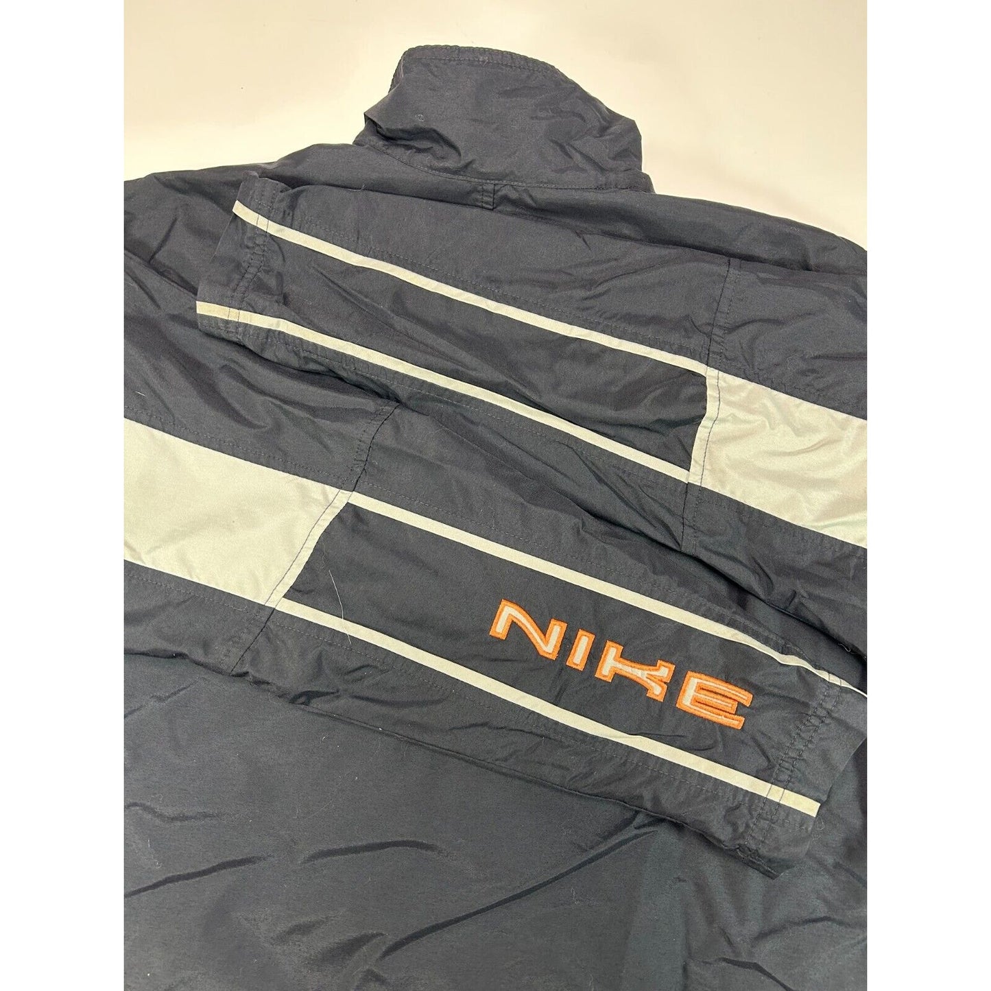 Vintage Nike Embroidered Spellout Full Zip Windbreaker Jacket Size Medium Black