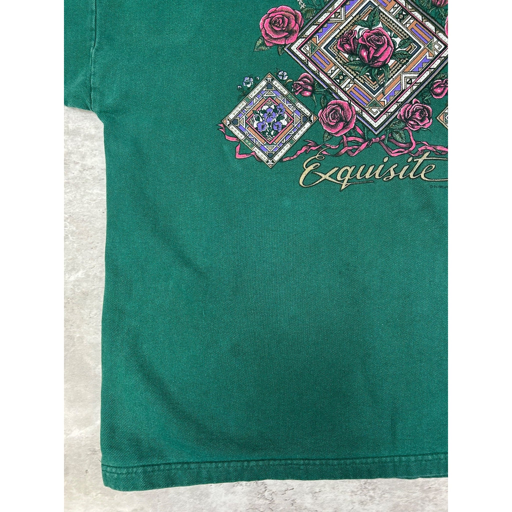 Vintage 90s Exquisite Rose Graphic Nature Crewneck Sweatshirt Size Medium