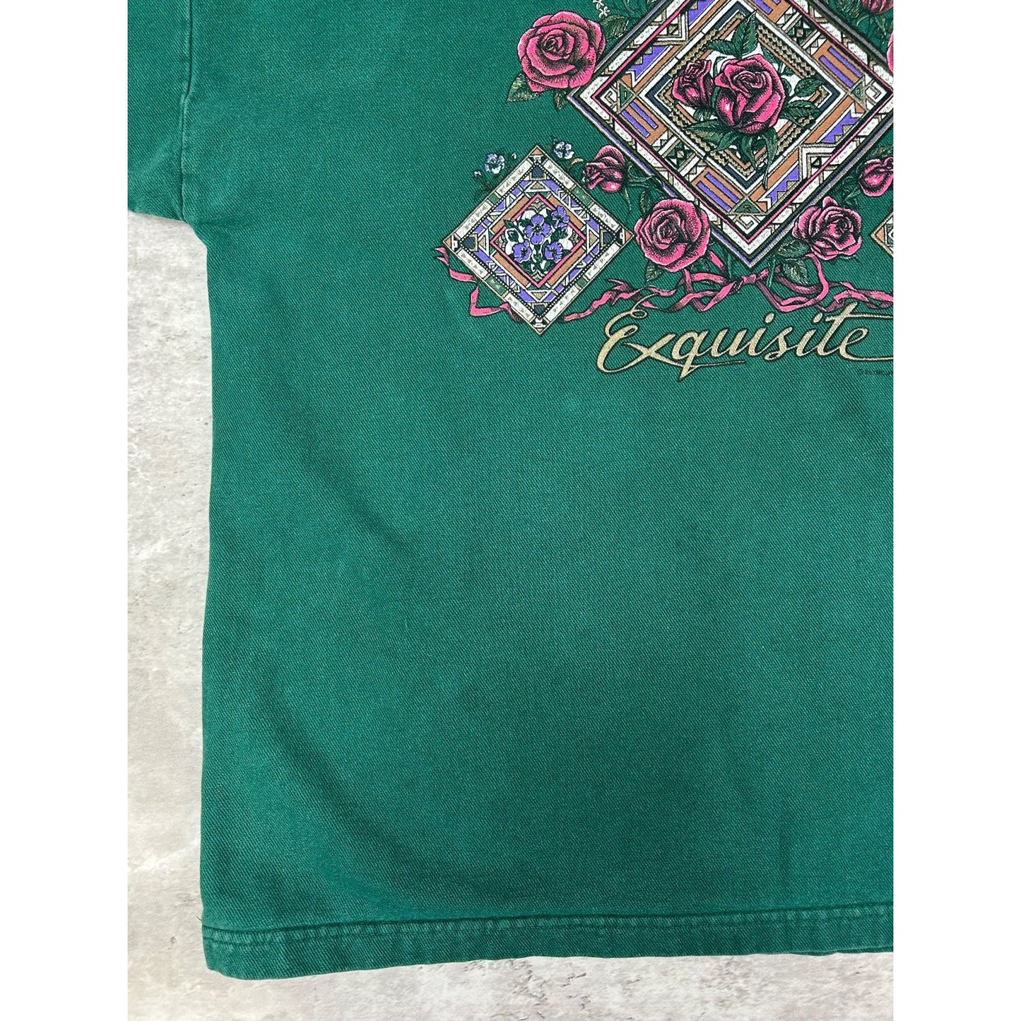 Vintage 90s Exquisite Rose Graphic Nature Crewneck Sweatshirt Size Medium