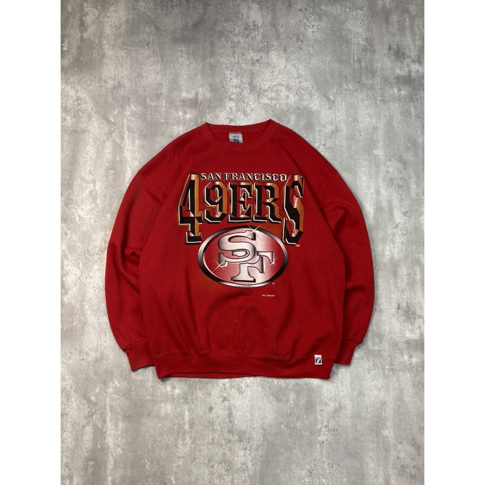 Vintage 1994 San Francisco 49ers NFL Big Graphic Spellout Sweatshirt Size 2XL