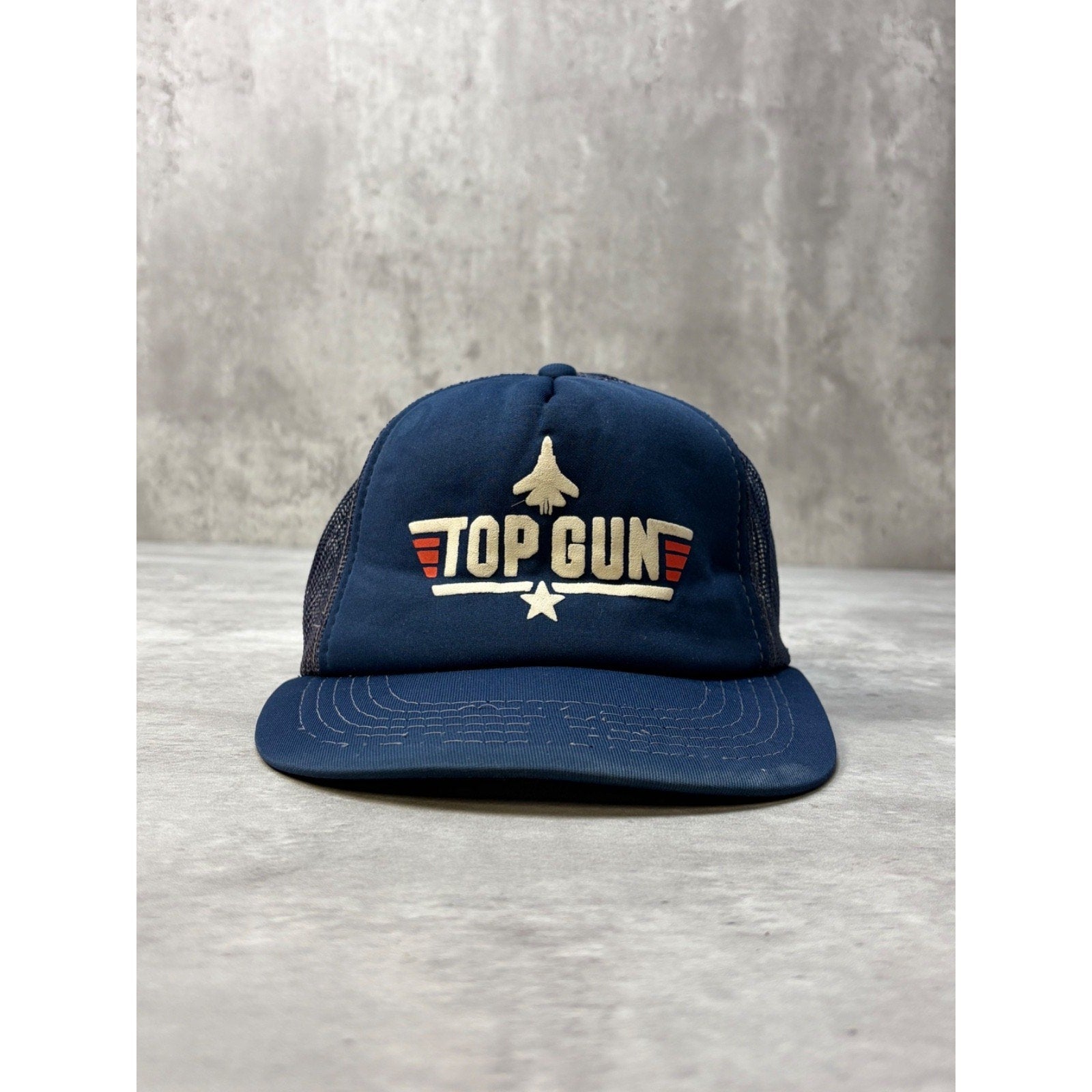 Vintage 80s Top Gun Movie Promo Spellout Trucker Snapback Hat OSFA